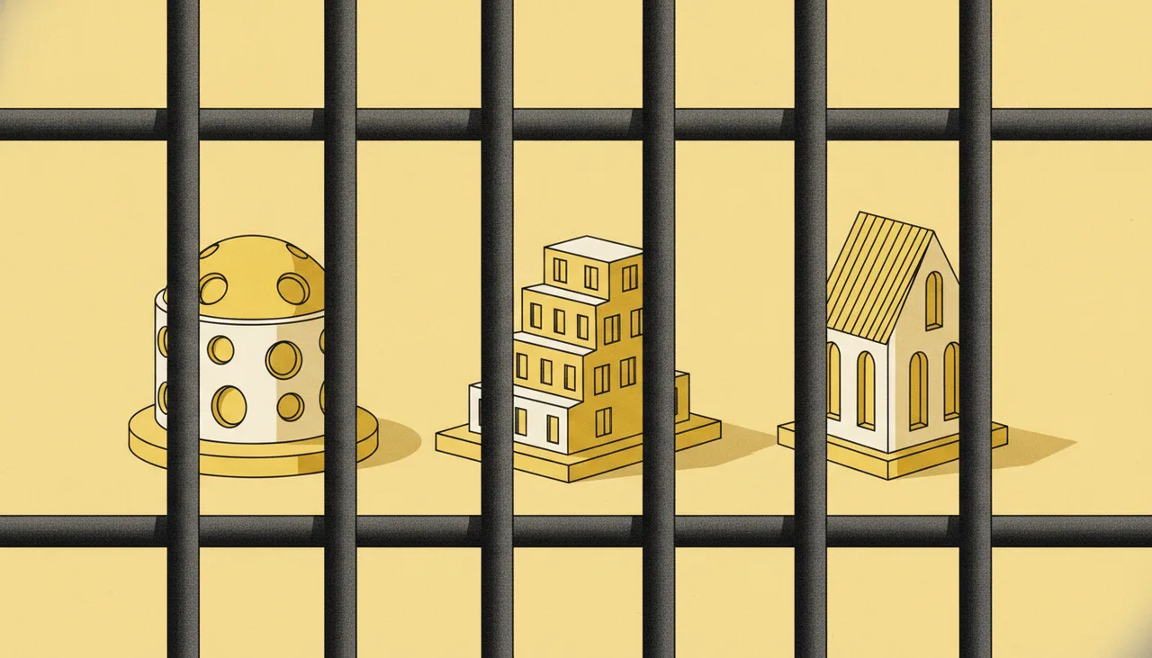 Три разных здания проходят через отдельные ячейки барьера — независимость сайтов снижает риск фильтров Яндекса