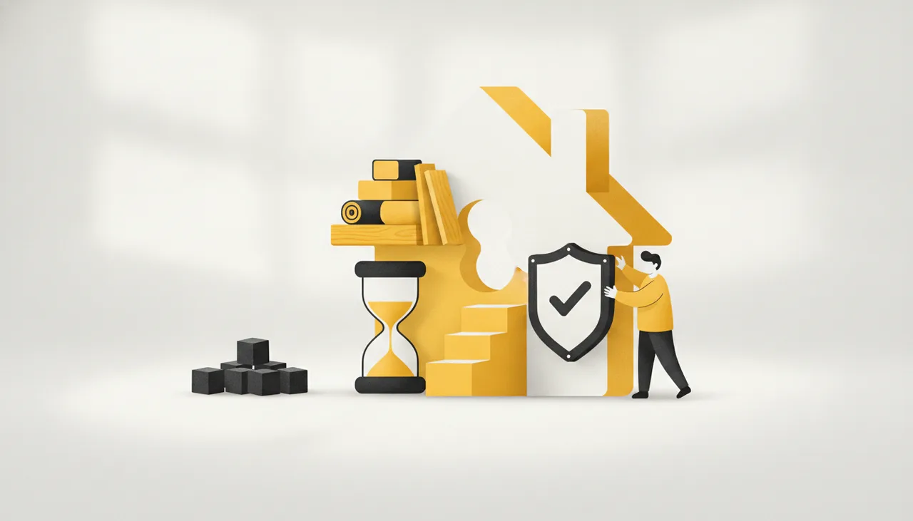 Мастер собирает макет квартиры как метафору полноты темы для продвижения сайта в поисковых системах